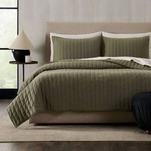 Jeremiah Brent Home 3pc King Channel Rice Stitch Gauze Quilt Set Green